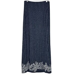Vintage Le Chateau Pinstripe Wrap Maci Skirt with Floral Hem